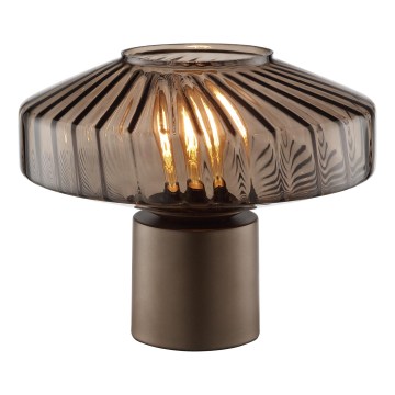 Brilliant - Lámpara de mesa LYN 1xE27/20W/230V marrón/ahumado