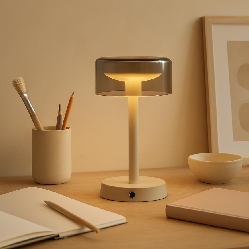 Brilliant - Lámpara de mesa LED regulable, recargable y táctil para exterior RAZOR LED/2,5W/5V 2700K 2600 mAh IP44 gris