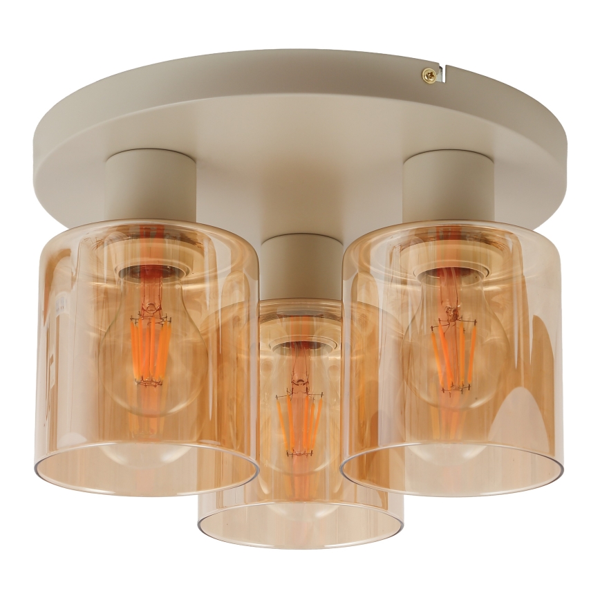 Brilliant - Lámpara de techo de superficie LYSKA 3xE27/20W/230V Ø 31 cm crema/beige ahumado
