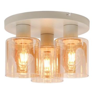 Brilliant - Lámpara de techo de superficie LYSKA 3xE27/20W/230V Ø 31 cm crema/beige ahumado