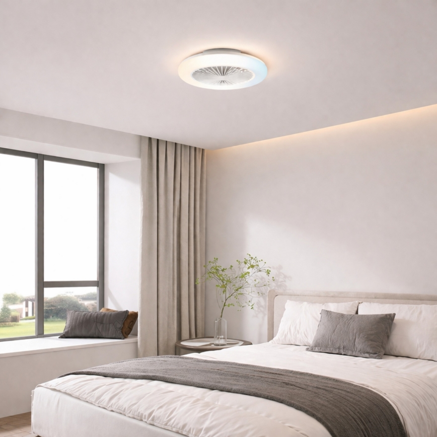 Brilliant - Luminaria de techo LED regulable con ventilador MONTERO LED/20W/230V 2700-6500K Ø 42 cm blanca + mando a distancia