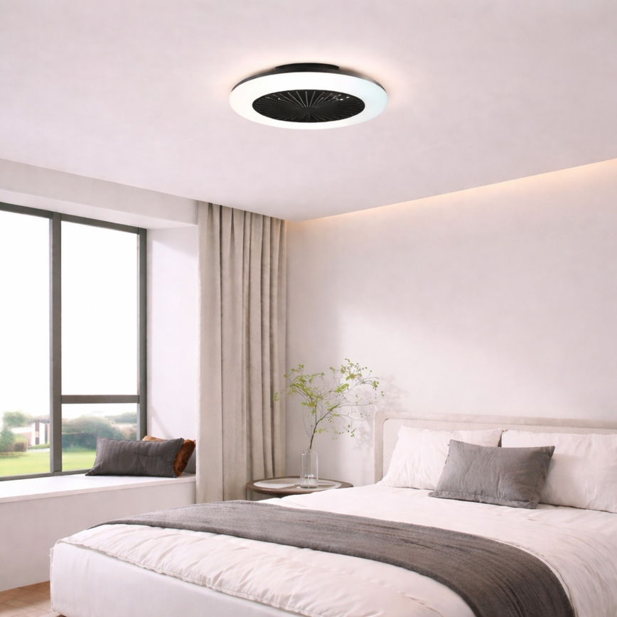 Brilliant - Luminaria de techo LED regulable con ventilador MONTERO LED/20W/230V 2700-6500K Ø 42 cm negra + mando a distancia