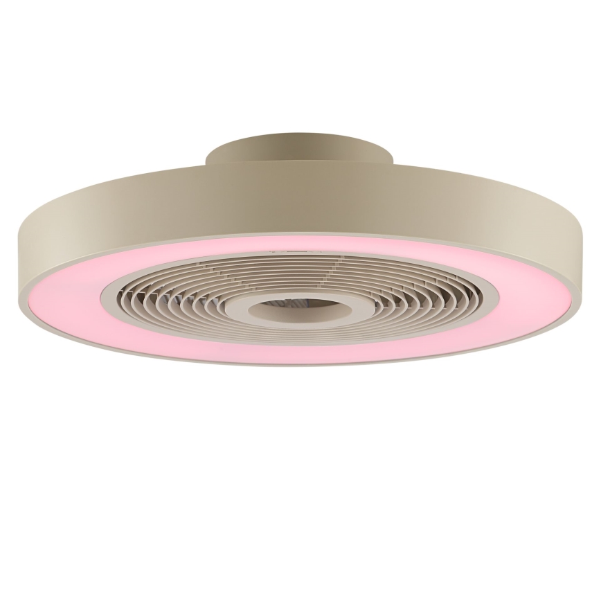Brilliant - Lámpara de techo LED RGBW regulable con ventilador CATANIA LED/37W/230V 2700-6500K Ø 48,6 cm beige + mando a distancia