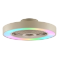 Brilliant - Lámpara de techo LED RGBW regulable con ventilador CATANIA LED/37W/230V 2700-6500K Ø 48,6 cm beige + mando a distancia