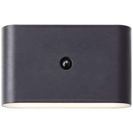 Brilliant - Lámpara de pared exterior recargable con sensor XINO LED/3W/5V 3600 mAh IP44 negra