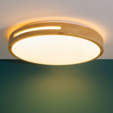 Brilliant - Plafón LED regulable WOODBURY LED/24W/230V diá. 39 cm madera de caucho