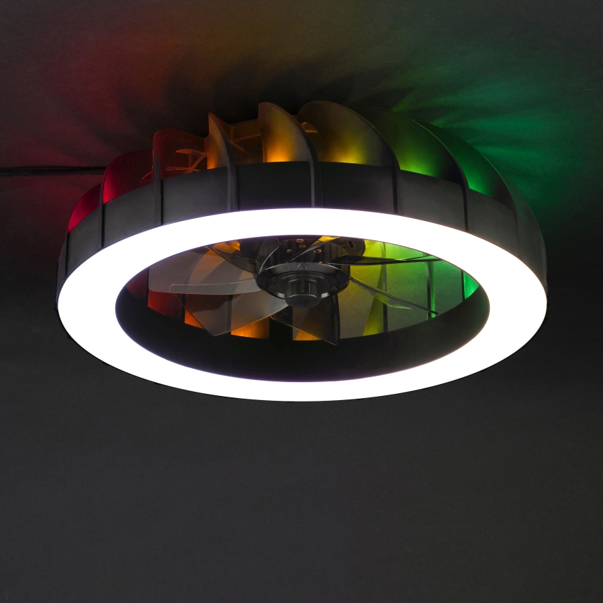 Brilliant - Ventilador de techo regulable LED RGBW con luz FANORA LED/30W/230V 2700-6500K diámetro 46 cm negro + mando a distancia