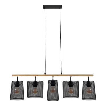 Brilo 4078-054 - Lámpara colgante con cable WOOD & STYLE 5xE27/60W/230V