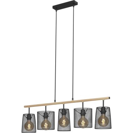Brilo 4078-054 - Lámpara colgante con cable WOOD & STYLE 5xE27/60W/230V