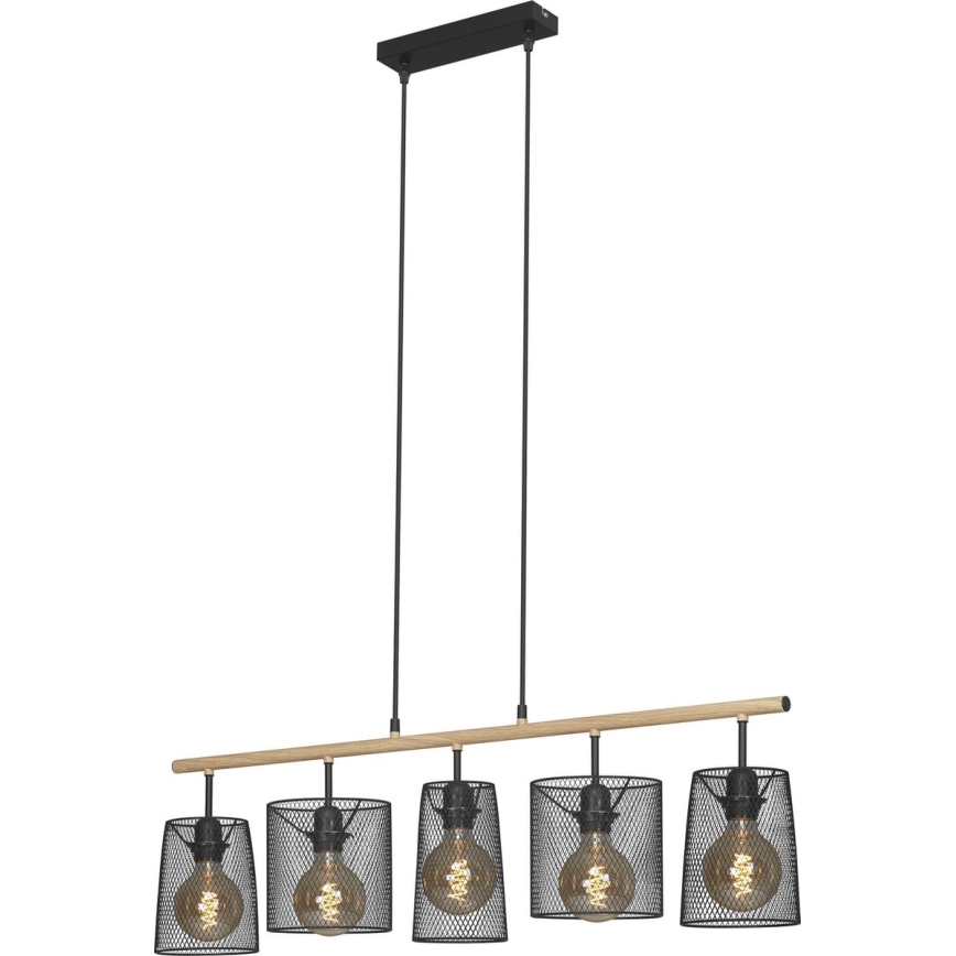 Brilo 4078-054 - Lámpara colgante con cable WOOD & STYLE 5xE27/60W/230V