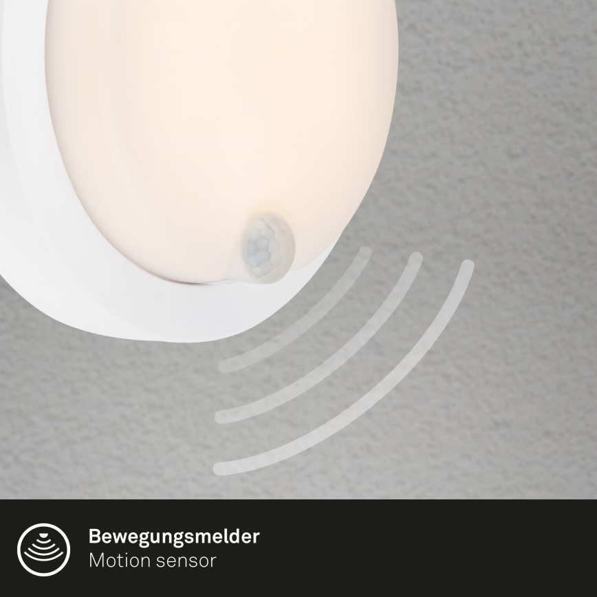 Brilo - Aplique de pared LED recargable para exterior con sensor, 4 W / 5 V, 4400 mAh, IP44, blanco