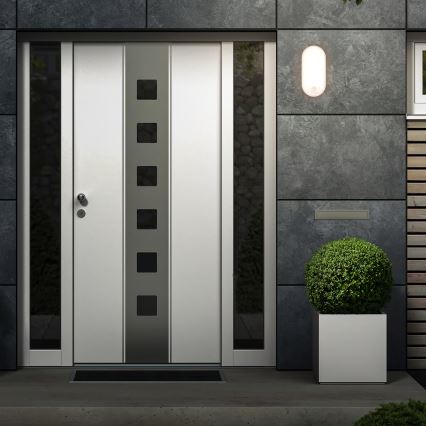 Brilo - Aplique de pared LED para exterior con sensor de movimiento y sensor crepuscular RUCH LED/12W/230V IP65 blanco