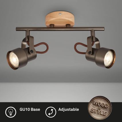 Brilo - Foco LED TAHUN 2xGU10/5W/230V 3000K marrón