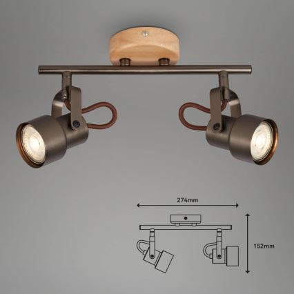Brilo - Foco LED TAHUN 2xGU10/5W/230V 3000K marrón