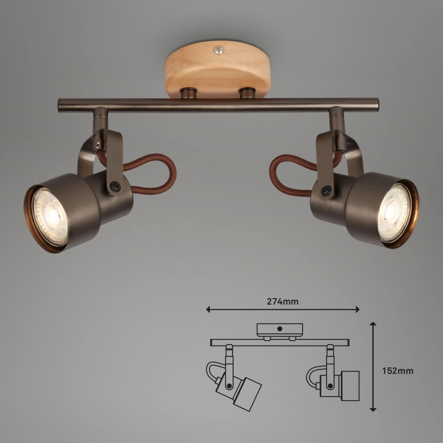 Brilo - Foco LED TAHUN 2xGU10/5W/230V 3000K marrón