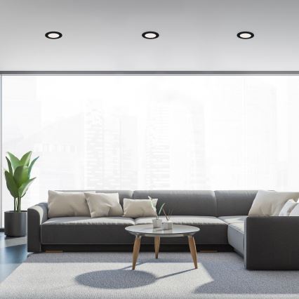Brilo - Pack de 3 downlights empotrados LED FLAT/6W/230V IP44, negro