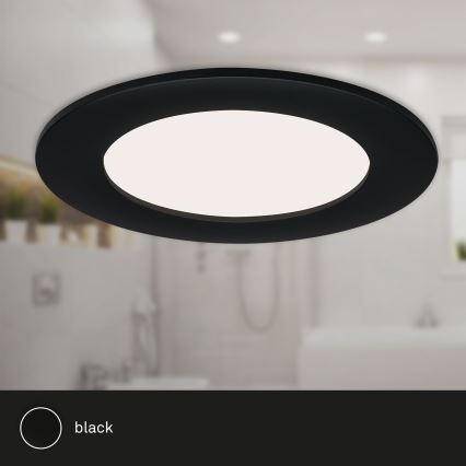Brilo - Pack de 3 downlights empotrados LED FLAT/6W/230V IP44, negro