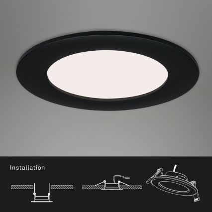 Brilo - Pack de 3 downlights empotrados LED FLAT/6W/230V IP44, negro