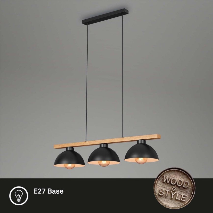 Brilo - Lámpara colgante 3xE27/40W/230V árbol de caucho