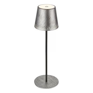 Brilo - Lámpara de mesa exterior LED táctil recargable y regulable KIKI LED/2,6W/5V IP44 2600 mAh plateada