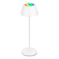 Brilo - Lámpara de mesa exterior táctil recargable y regulable LED RGB KIKI LED/2,6W/5V IP44 2600 mAh blanca