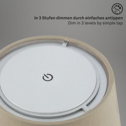 Brilo - Lámpara de mesa LED de exterior recargable y regulable LED/3W/5V IP44 plata/beige