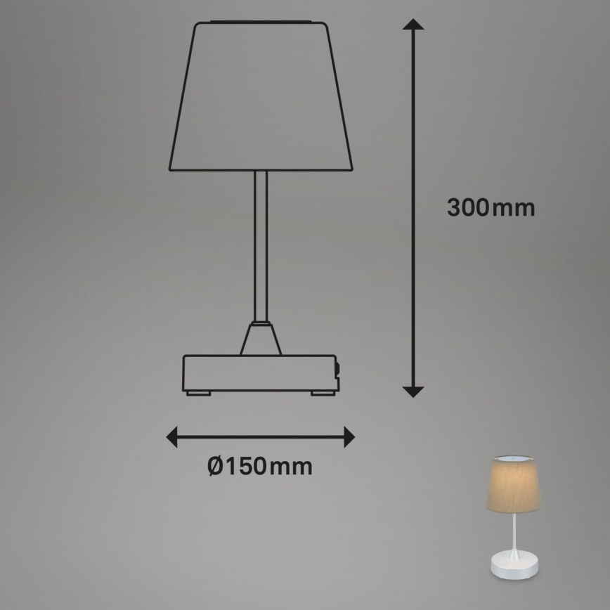 Brilo - Lámpara de mesa LED de exterior recargable y regulable LED/3W/5V IP44 plata/beige
