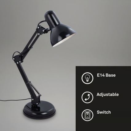 Brilo - Lámpara de mesa PIXA 1xE14/25W/230V negra