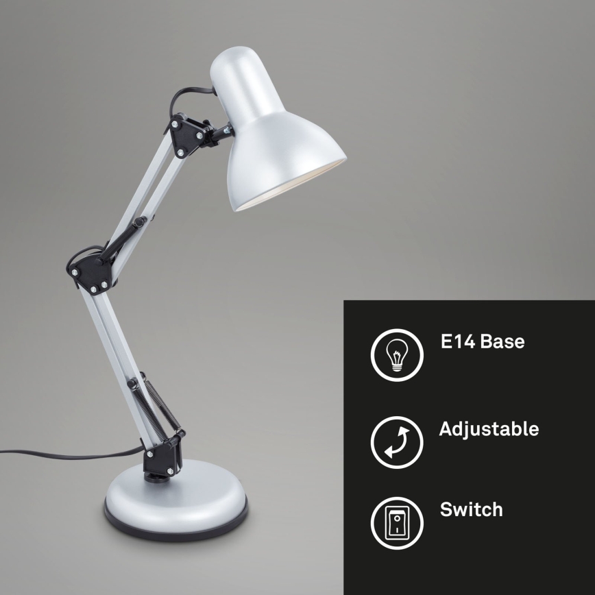 Brilo - Lámpara de mesa PIXA 1xE14/25W/230V plateada