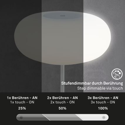 Brilo - Lámpara LED de mesa recargable y regulable para exterior OLANA LED/3W/5V 3300K IP44 2000 mAh
