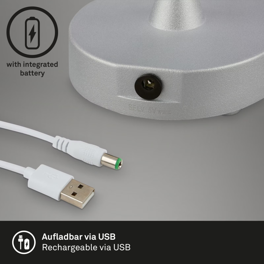 Brilo - Lámpara LED de mesa recargable y regulable para exterior OLANA LED/3W/5V 3300K IP44 2000 mAh