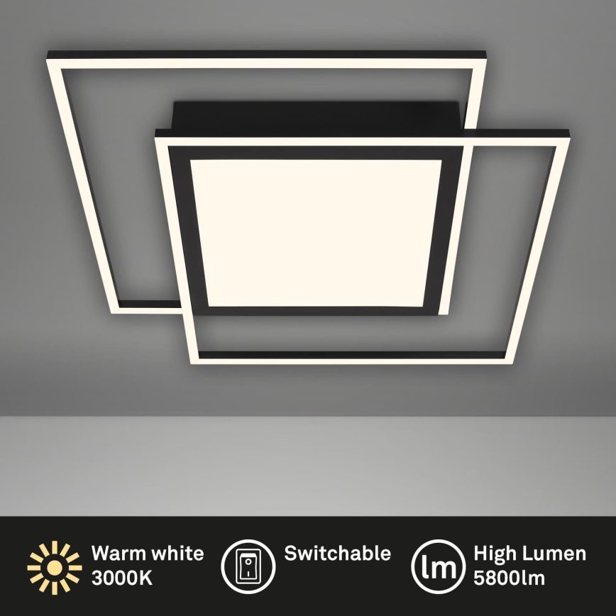 Brilo - Luminaria LED de techo 2xLED/16W/230V + LED/19W 51,5x51,5 cm 3000K negra