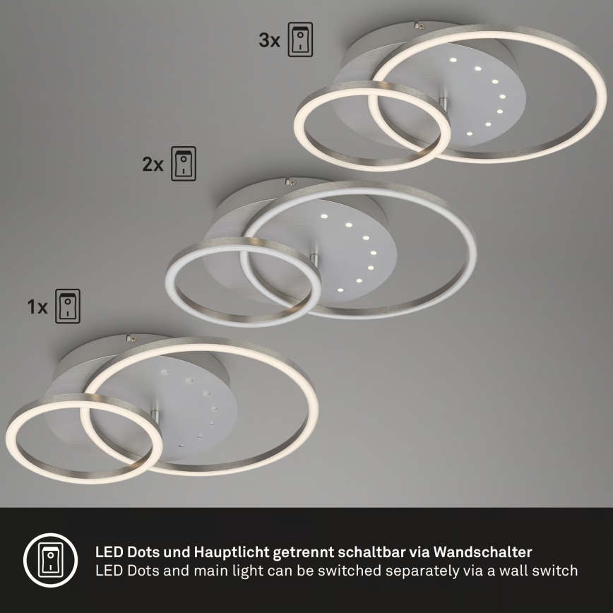 Brilo - Lámpara de techo LED regulable LED/26W/230V 3000K cromo mate