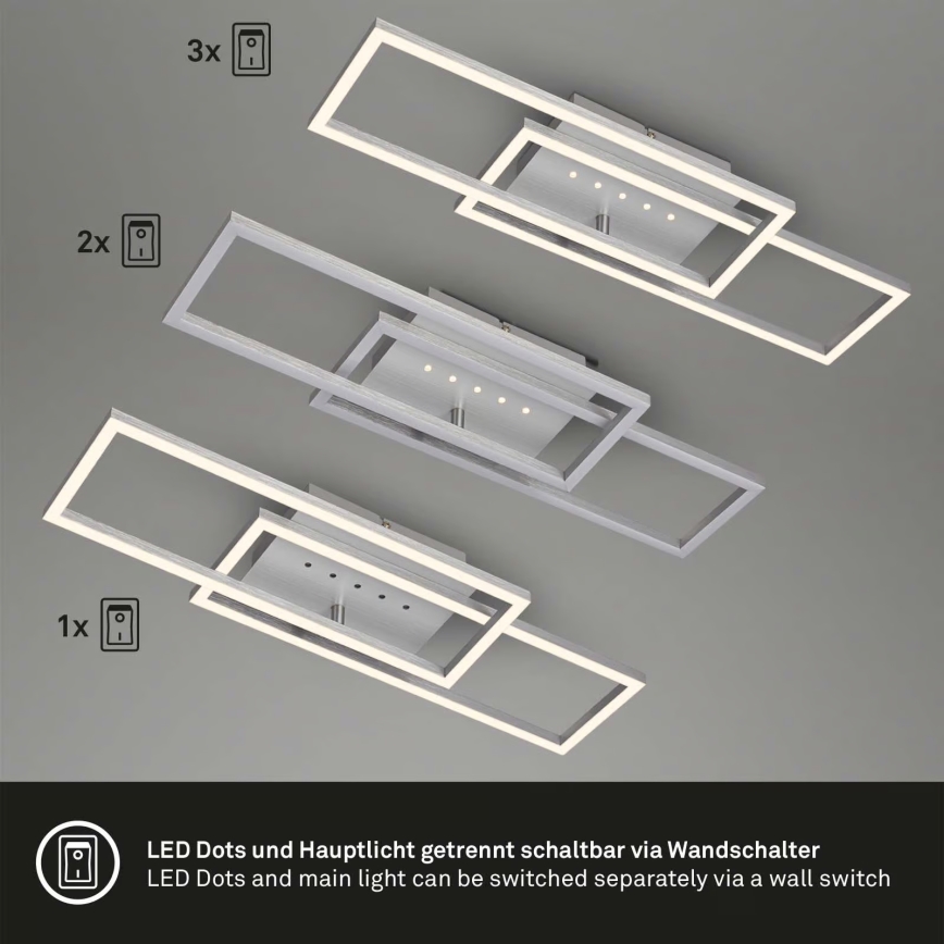 Brilo - Luminaria de techo LED regulable / 30W / 230V / 3000K / cromo mate