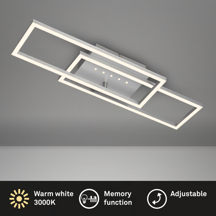 Brilo - Luminaria de techo LED regulable / 30W / 230V / 3000K / cromo mate