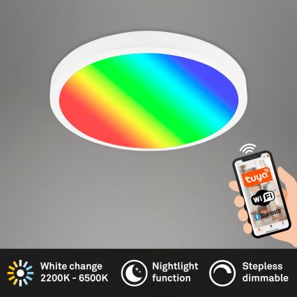 Brilo - Lámpara de techo LED RGBW regulable, 20W, 230V, 2200-6500K, Wi-Fi Tuya, diámetro 27 cm