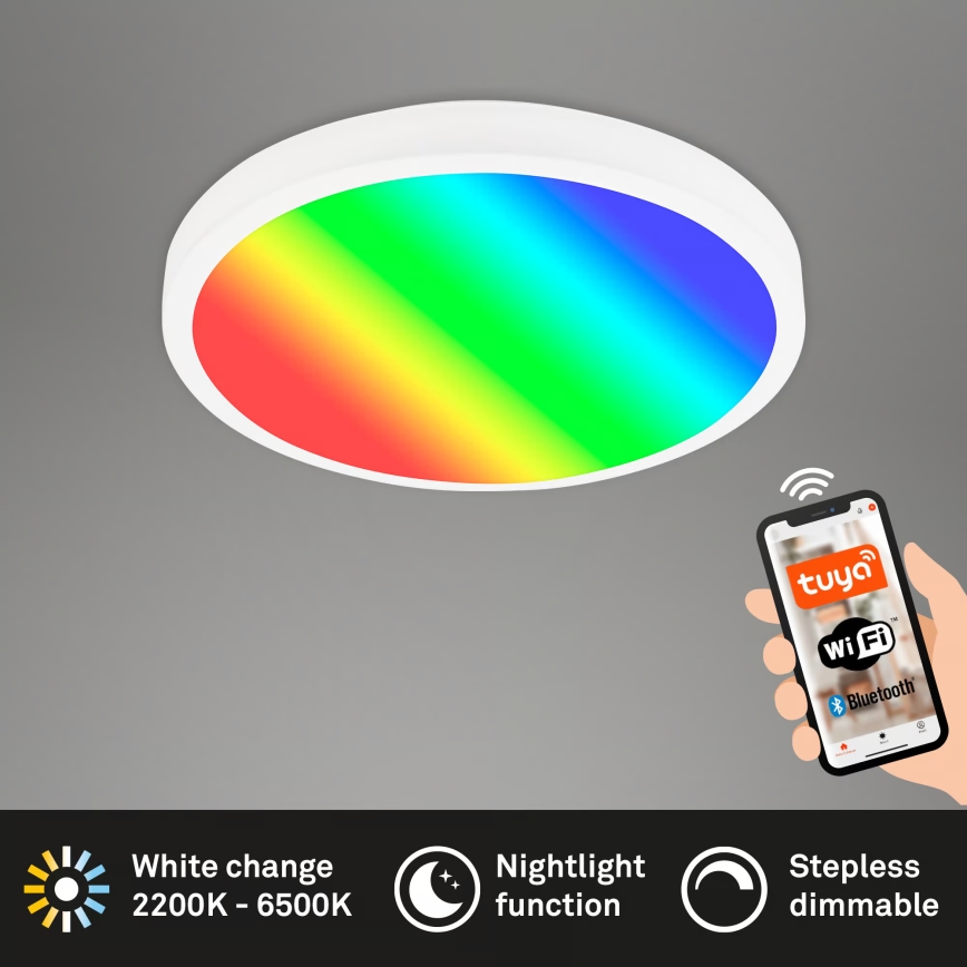 Brilo - Lámpara de techo LED RGBW regulable, 20W, 230V, 2200-6500K, Wi-Fi Tuya, diámetro 27 cm