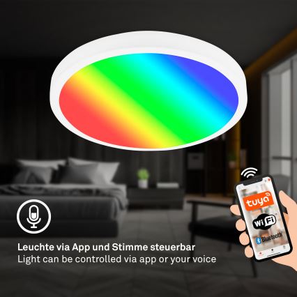 Brilo - Lámpara de techo LED RGBW regulable, 20W, 230V, 2200-6500K, Wi-Fi Tuya, diámetro 27 cm