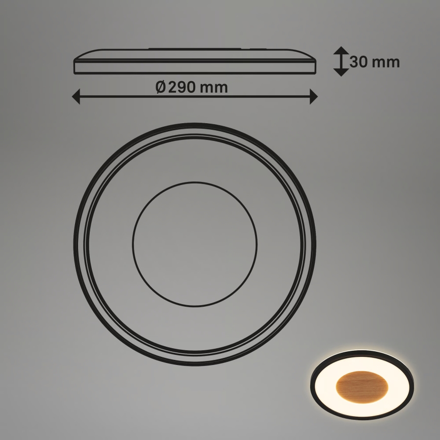 Brilo - Luminaria de techo LED SUFIT WOOD LED/18W/230V 3000K Ø 29 cm