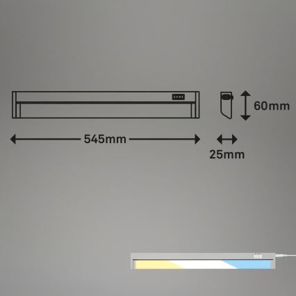 Brilo - Luminaria LED para debajo de muebles LED/6W/230V 2700/4000/6500K 54,5 cm plateada