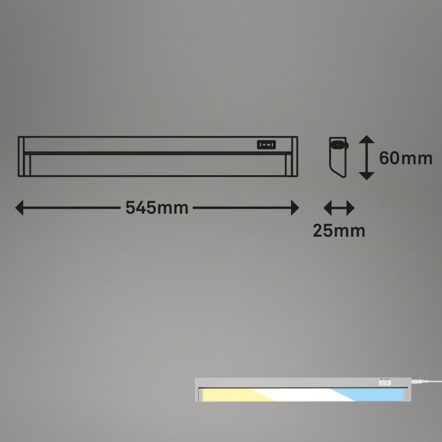 Brilo - Luminaria LED para debajo de muebles LED/6W/230V 2700/4000/6500K 54,5 cm plateada