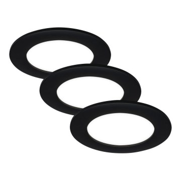 Brilo - Pack de 3 downlights empotrados LED FLAT/6W/230V IP44, negro
