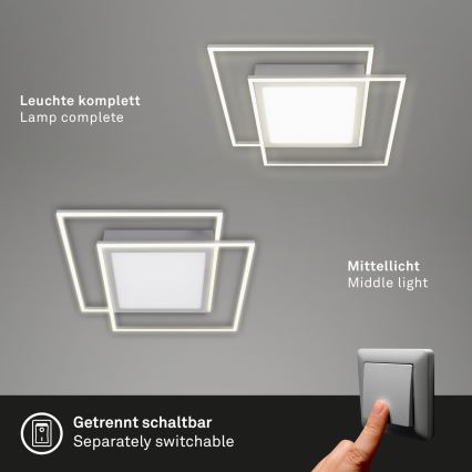 Brilo - Plafón LED 2xLED/16W/230V + LED/19W 51,5x51,5 cm 3000K cromo mate