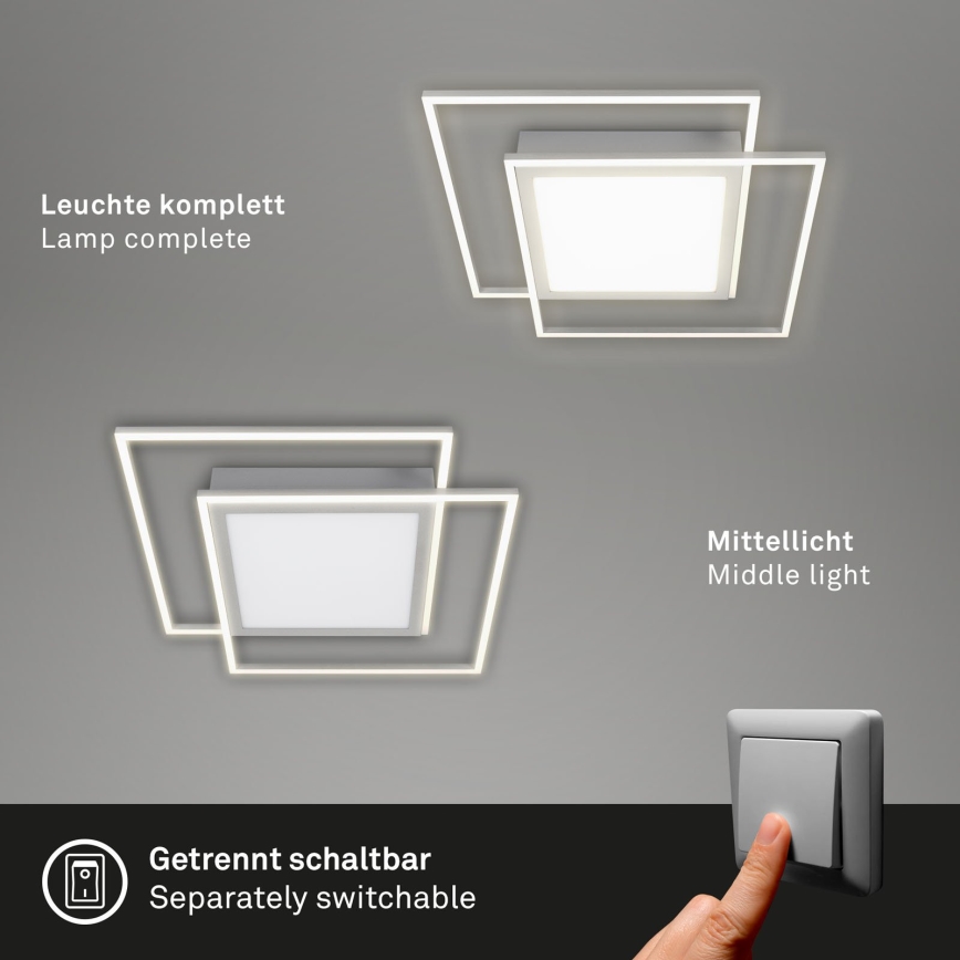 Brilo - Plafón LED 2xLED/16W/230V + LED/19W 51,5x51,5 cm 3000K cromo mate
