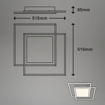 Brilo - Plafón LED 2xLED/16W/230V + LED/19W 51,5x51,5 cm 3000K cromo mate