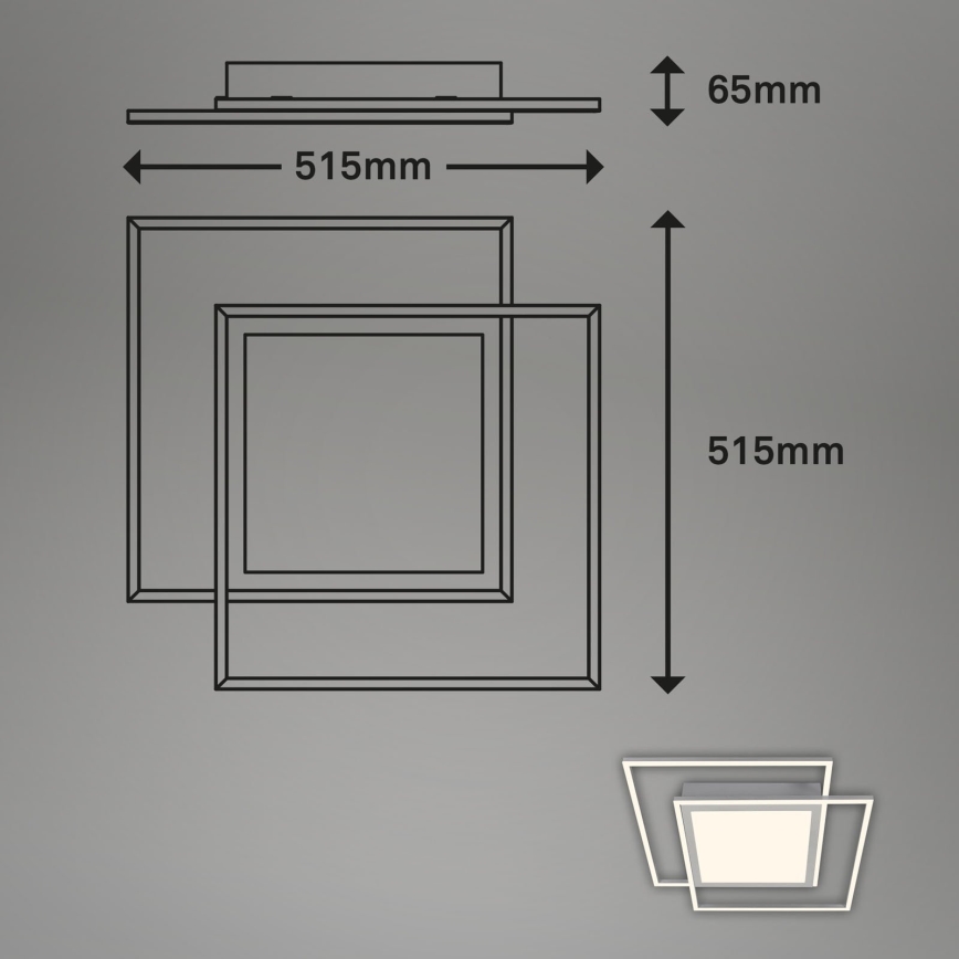 Brilo - Plafón LED 2xLED/16W/230V + LED/19W 51,5x51,5 cm 3000K cromo mate