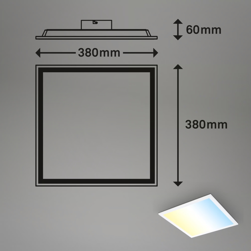 Brilo - Plafón LED regulable 21W/230V 3000-6500K 38x38 cm blanco + mando a distancia