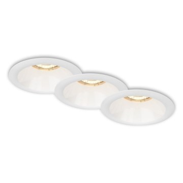 Brilo - SET 3x Lámpara empotrable de baño 1xGU10/9W/230V IP23 blanco