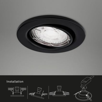 Brilo - SET 3x Lámpara empotrada LED para baños 1xGU10/5W/230V IP23 negro