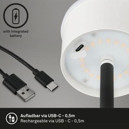 Briloner 1438015 - Lámpara de pie LED regulable KIKI LED/4,3W/5V IP44 2600 mAh negra